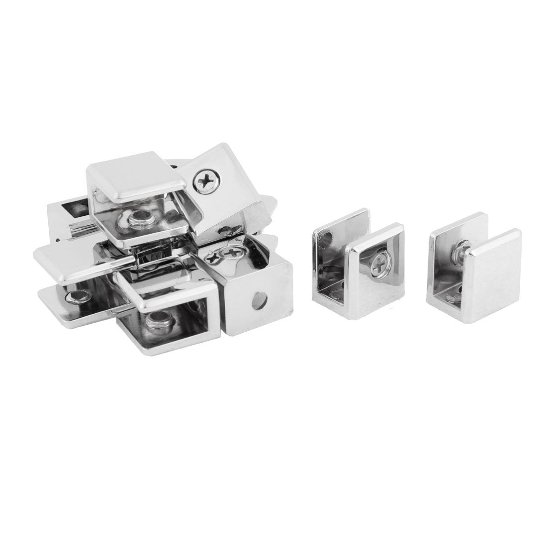 Glass Shelf Bracket Adjustable Metal Door Cabinet Clamp Clip Holder for Max 10mm Thickness 12pcs