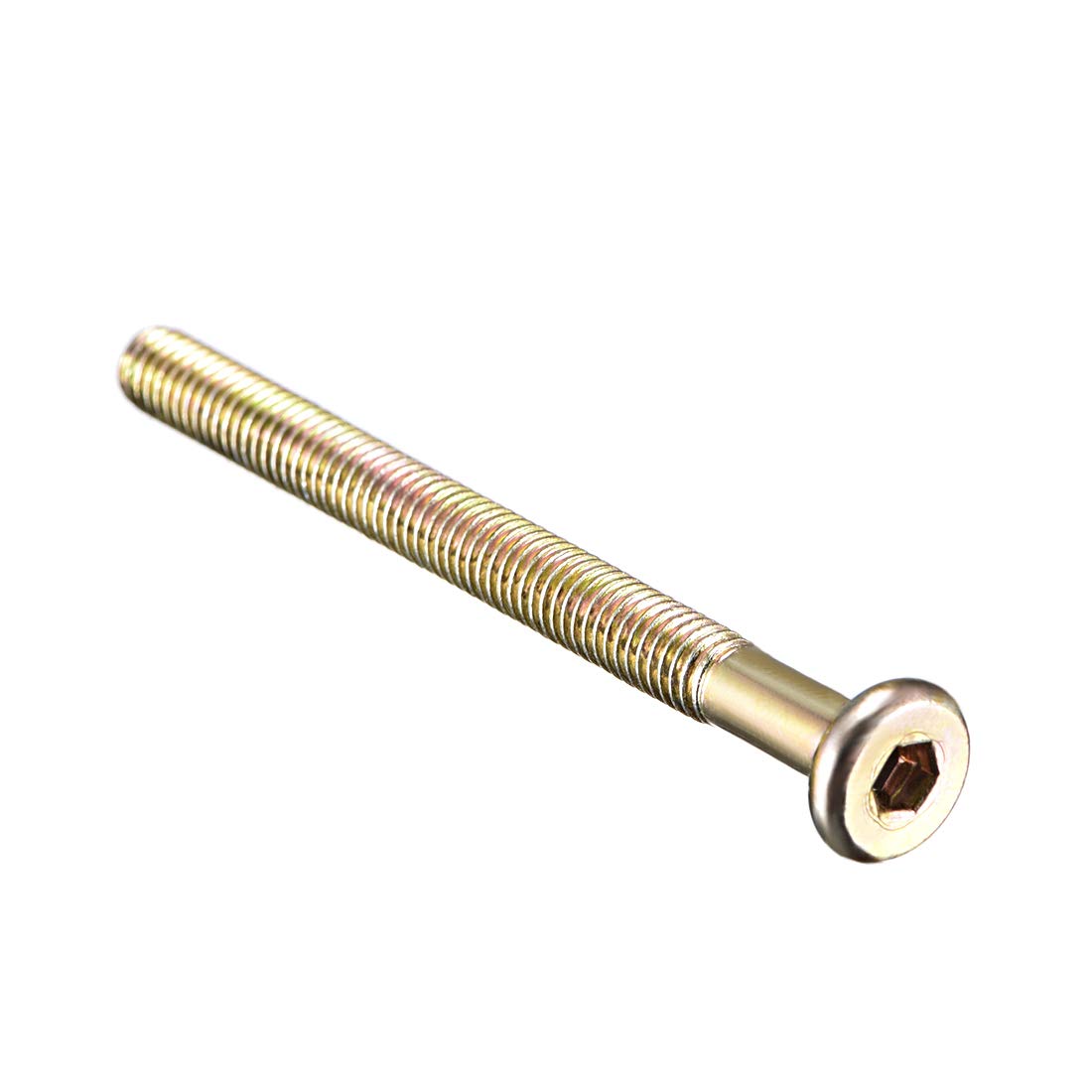 M6x70mm Furniture Bolt Hex Socket Drive Round Head Screw 50mm Thread Length Zinc Plating 5pcs