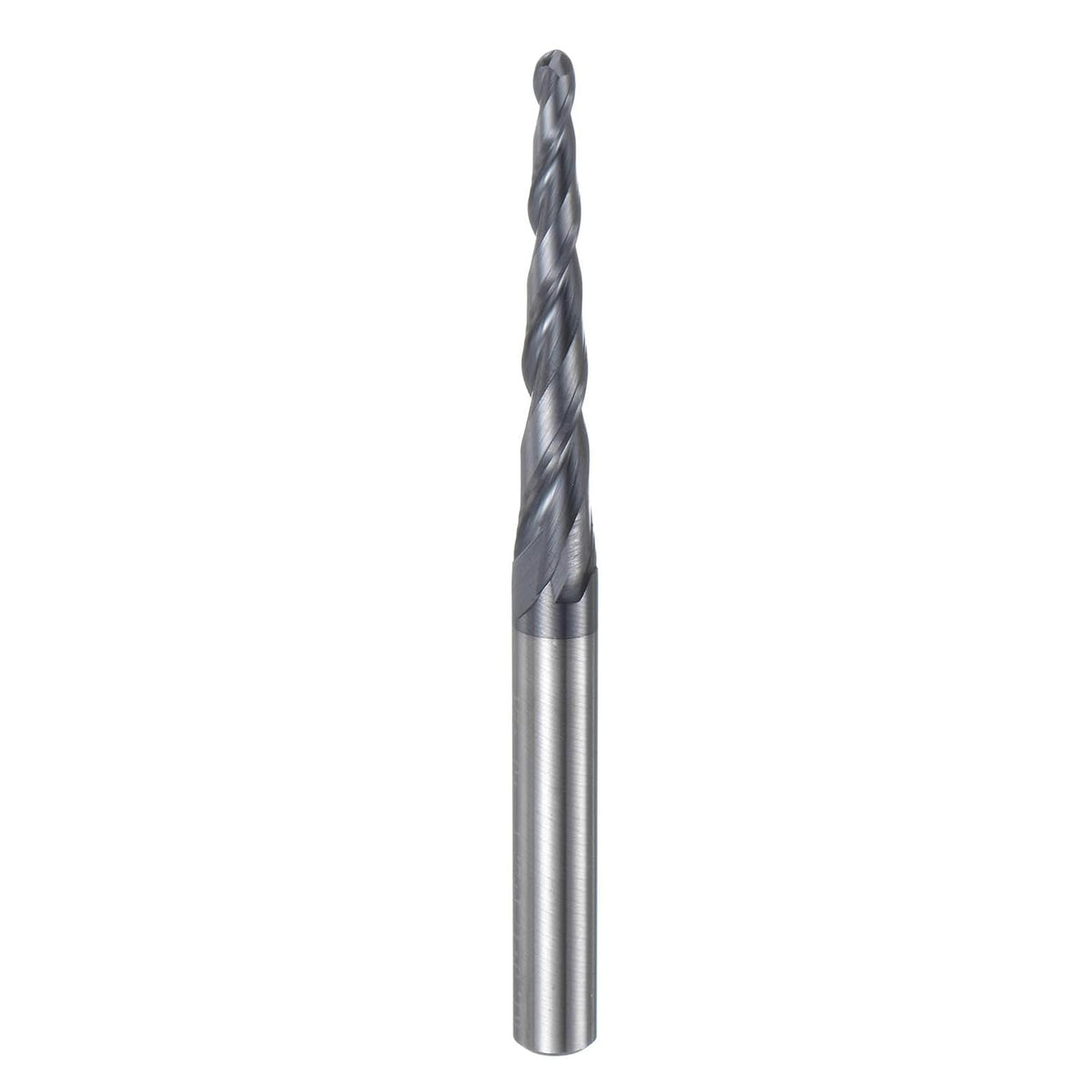 Tapered Ball Nose End Mill CNC Router Bit, 1.5mm Radius 1/4" Shank Solid Carbide TiAlN Coated Upcut Spiral 2 Flutes Cutter Milling Tool, 3mm Dia 3" Total Length