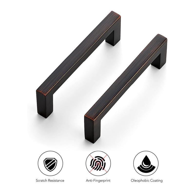 LinkMejor Oliegeëerde Bruine Vierkante Vaste Kastgrepen 4 Inch 15 Pack