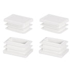 1.14 x 0.75 Inch Rectangle Plastic Plug, 4 Pcs White Pipe Tubing End Cap Plastic Plug Cap Insert Glide Insert for Metal Tubing Fence Table Chairs Furniture, White