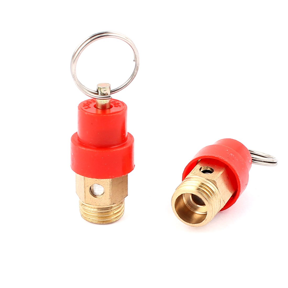 Safety Valve Air Compressor Pressure Relief Valve, 1/4" BSP Male, Red Hat, 2Pack