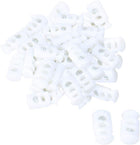 LinkMejor 30pcs Cute Plastic Cord Lock Stoppers Accessories End White Spring Stop Toggle Fastener Stoppers Rope End