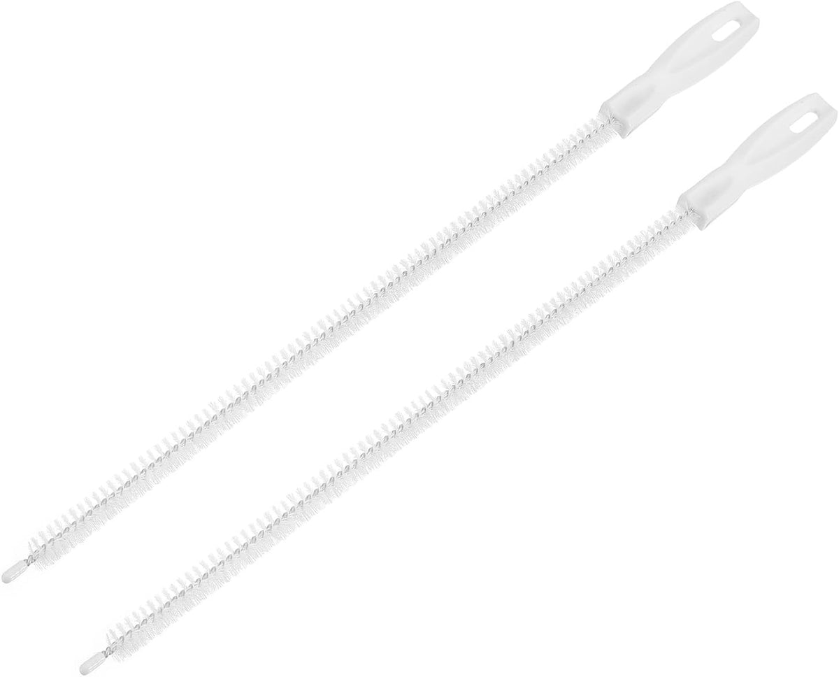 2 Pcs Drain Cleaner Brush, 18.5 Inches Extra Long Stainless Steel & Nylon Pipe Cleaner Brush, White, Medium Firmness, For Kitchen Sink, Shower, Toilet, Floor Drains, Tubes