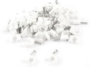 50 Pcs 5/16" 8mm Circle Cable Wire Clips Wall Fastener w Nail