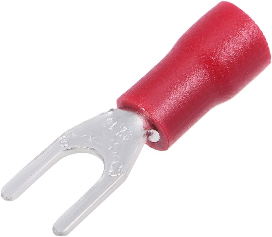 200Pcs SV1.25-4S Insulated Fork Spade U-Type Wire Connector Electrical Crimp Terminal 22-16AWG Red
