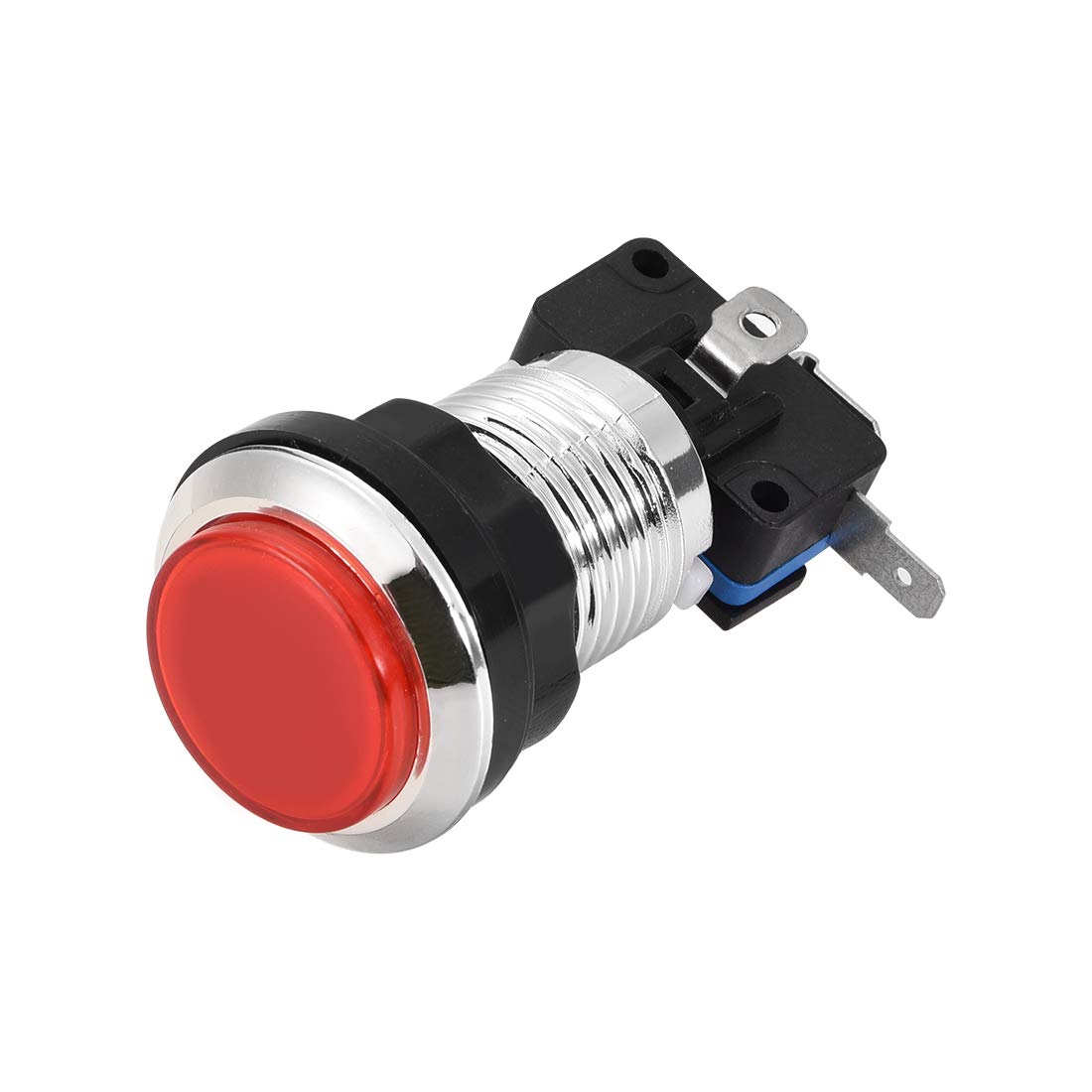 Game Push Button 33mm Round 12V LED Illuminated Push Button Switch with Micro Switch for Arcade Video Games Red 1pcs