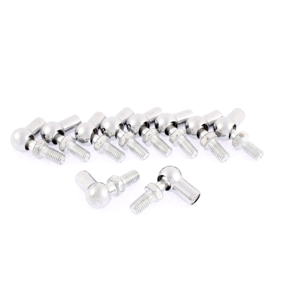 Rod End Ball Bearing with Stud, Right-Hand Female Thread M6 and Right-Hand Male Thread M8, L-Shape Ball Socket Endfitting 10pcs