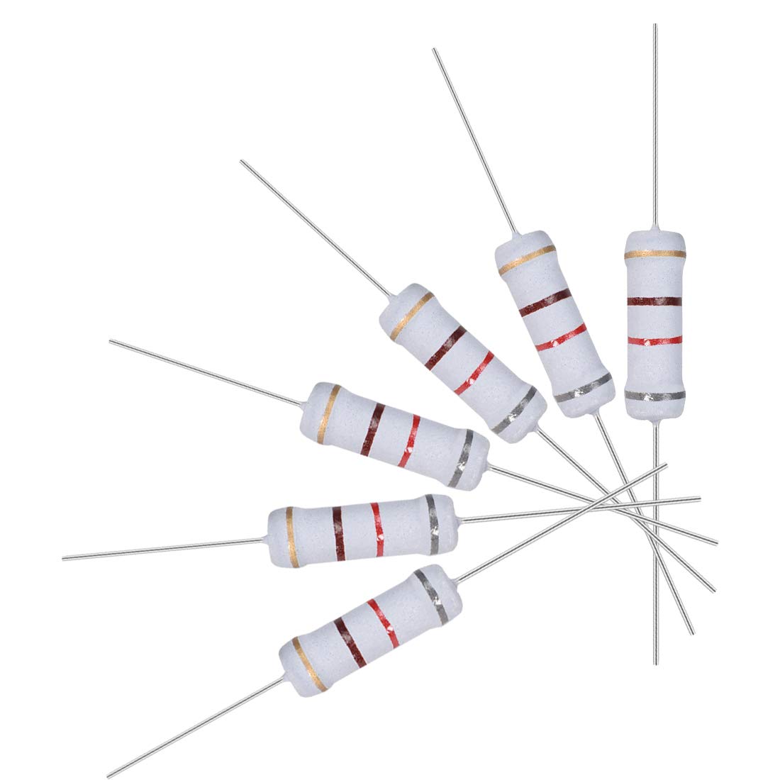 30Pcs 820 Ohm Resistor, 2W 5% Tolerance Metal Oxide Film Resistors, Axial Lead, Flame Proof for DIY Electronic Projects and Experiments