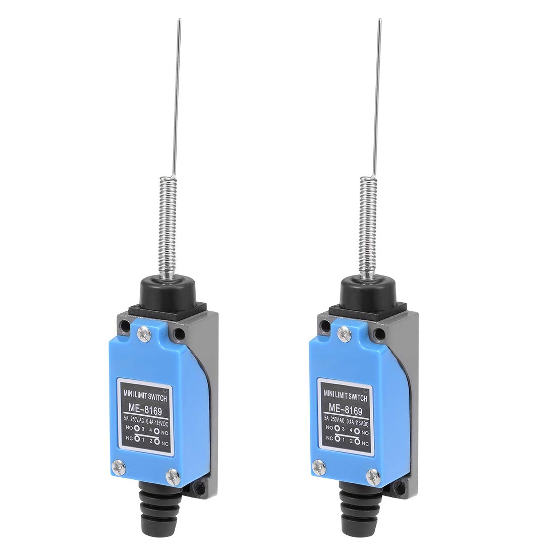 ME-8169 Cat Whisker Flexible Coil Spring Momentary Limit Switch 1NC+1NO 2Pcs for CNC Mill 3D Printer Door Switch