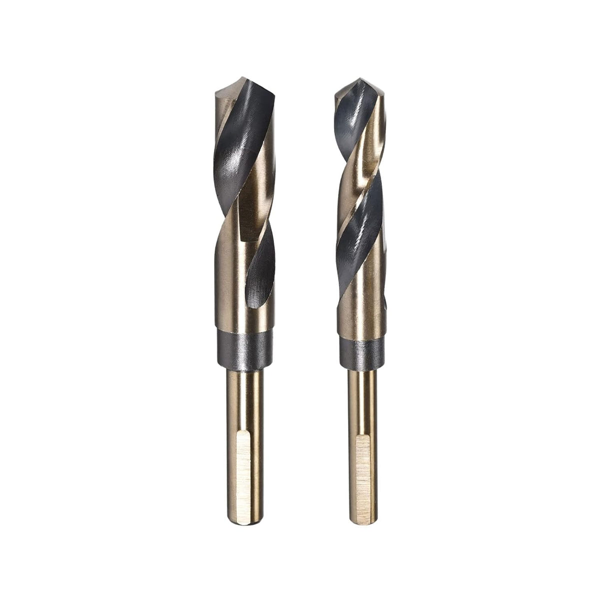 Reduced Shank Drill Bit Set, 16.5mm 20mm Titanium Nitride Coated High Speed Steel 4341 Tri-Flat Shank Drilling Tool for Stainless Steel Alloy Copper, 2pcs