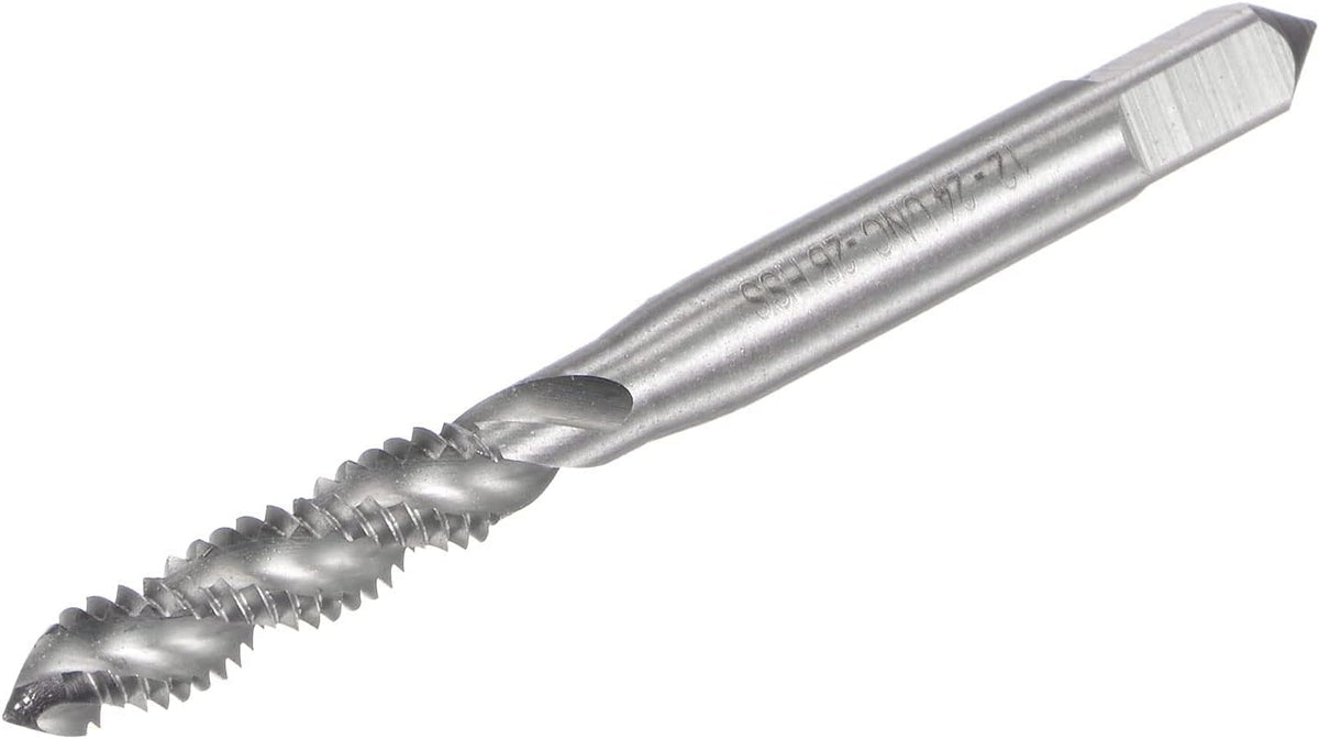 Spiral Flute Taps, 12-24 UNC 2B High Speed Steel (HSS) Uncoated Machine Thread Milling Threading Screw Tap 3 Flutes Tapping Tool