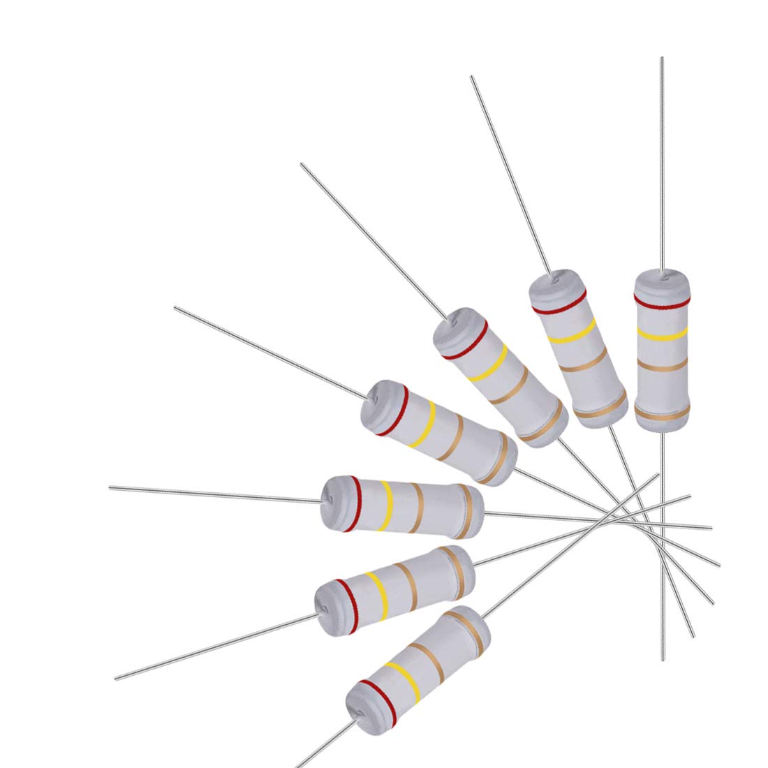 40Pcs 2.4 Ohm Resistor, 3W 5% Tolerance Metal Oxide Film Resistors, Lead, Flame Proof for DIY Electronic Projects and Experiments