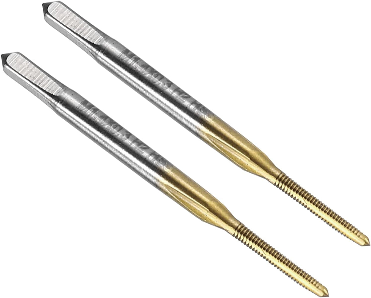 2pcs Straight Flute Thread Tap, M1.4 x 0.3 Metric Titanium Coated Screw Threading Tapping Tool Thread Milling Machine Taps, High-Speed Steel 6542 (HSS 6542)