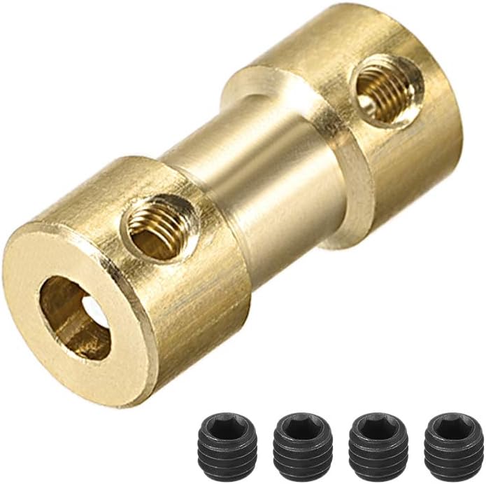 2mm to 4mm Bore Rigid Coupling, 20mm Length 9mm Diameter, Copper Shaft Coupler Connector, Brass Tone 4Pcs