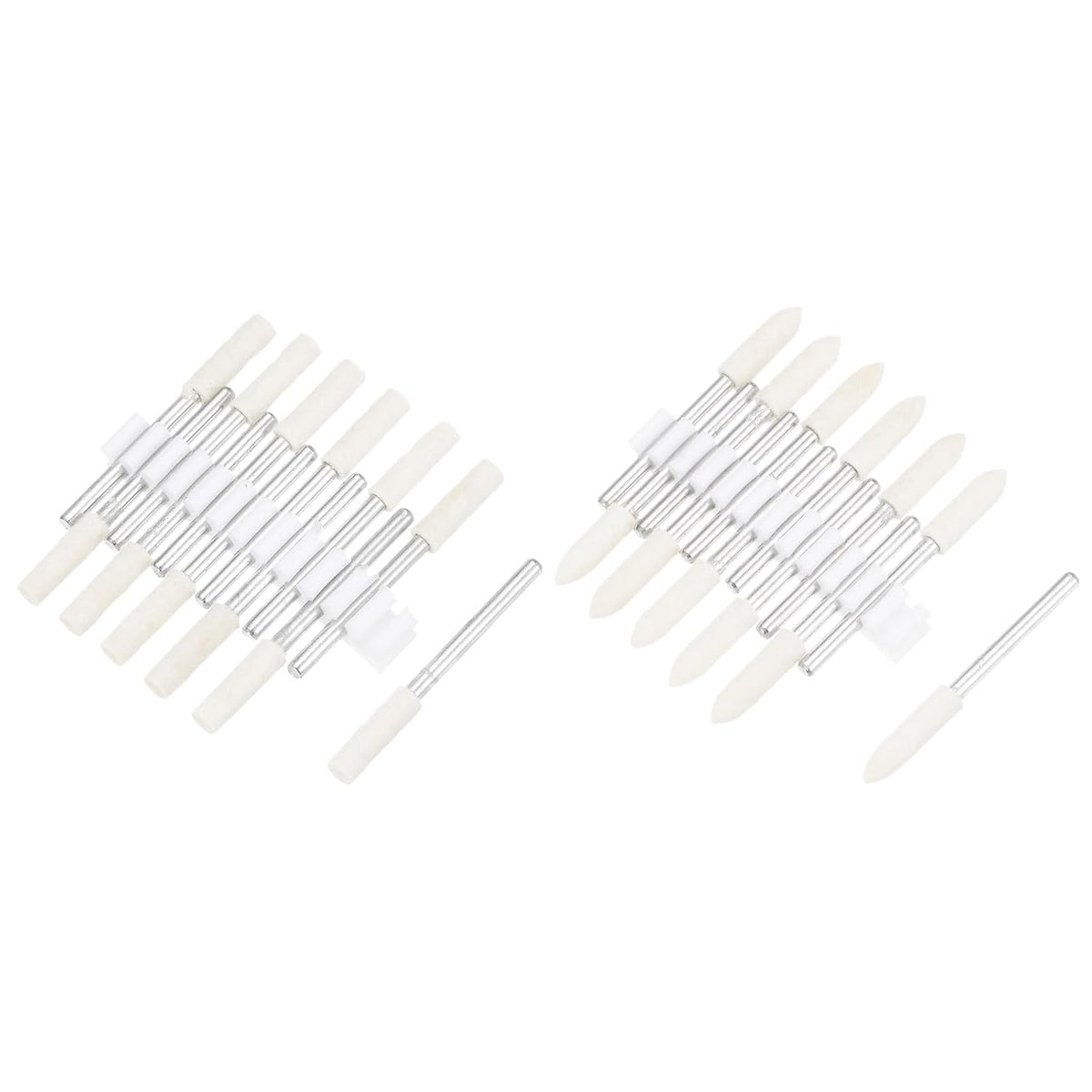 4mm Wool Felt Mounted Points Tapered Cylinder Polishing Bits Burrs Buffing Wheels with 1/8" Shank 24 Pcs