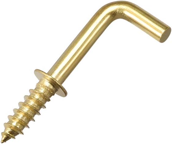 1" Screw Eye Hooks Self Tapping Screws Screw-in Hanger Hooks with Plate Golden 40pcs