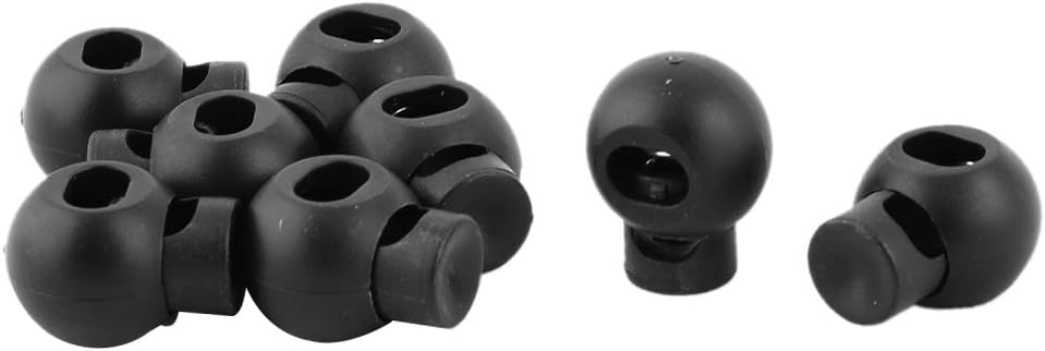 LinkMejor Plastic Spring Loaded Coat Hat Sliding Adjustable Cord Lock Fastener 8pcs Black