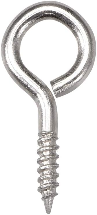 1.2" Small Screw Eye Hooks Self Tapping Screws Carbon Steel Screw-in Hanger Eye-Shape Ring Hooks Sliver 25pcs