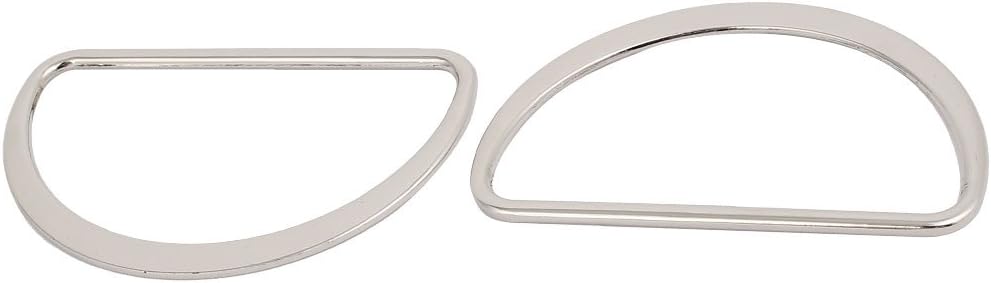 LinkMejor® 60mm Inner Width Zinc Alloy Flat Type Half Round Welded D Ring Sliver Tone 2pcs