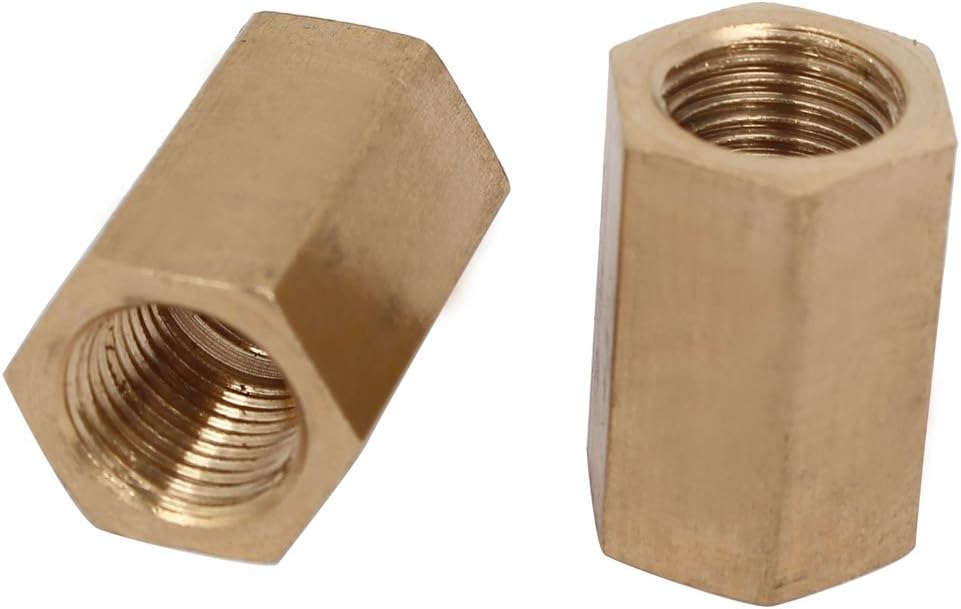1/8BSP Female Thread Straight Hex Fitting Rod Coupling Nut Brass Tone 2pcs