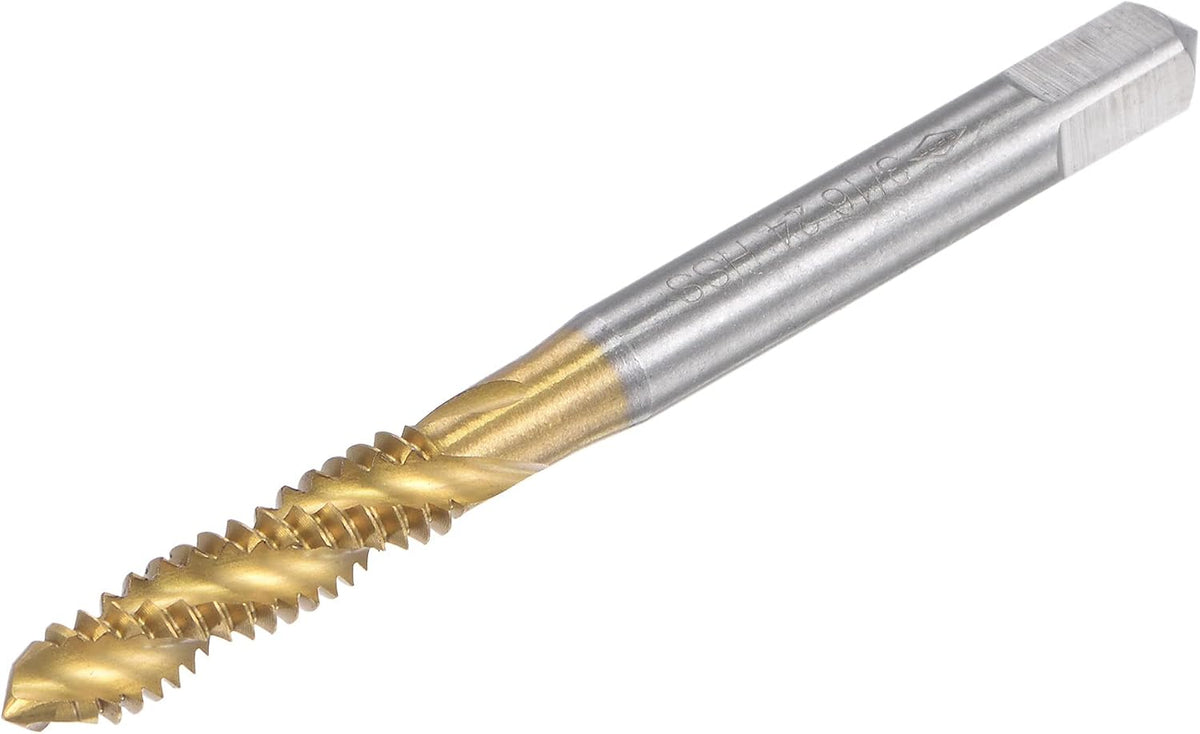 Spiral Flute Threading Tap 3/16-24 UNF, HSS (High Speed Steel) Titanium Plated Machine Thread Screw Tap 3 Flutes Tapping Tool H2 Tolerance