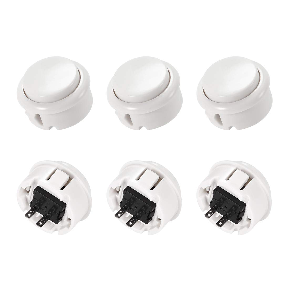 30mm Monteringshul Momentært Spil Trykknap Skift for Arcade Videospil Sort 6stk