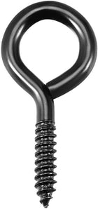 0.11"x0.87" Screw Eye Hooks Self Tapping Screws Screw-in Hanger Eye-Shape Ring Hooks Black 80pcs for Tie-Downs, Lifting and Securing Cables Wires