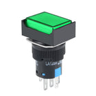16mm Momentary Push Button Switch Green LED Light Square Button 1 NO 1 NC Light 24V
