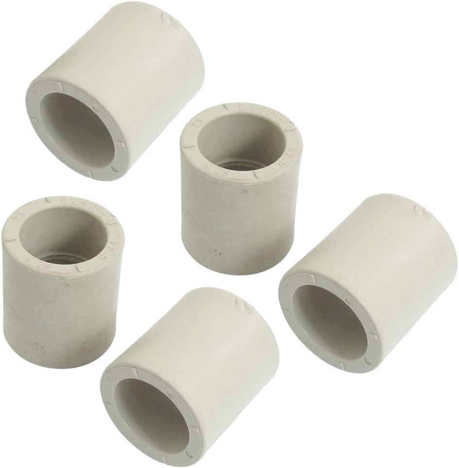 5 Pcs 25mm Inner Diameter Straight PPR Pipe Connectors Fittings Gray