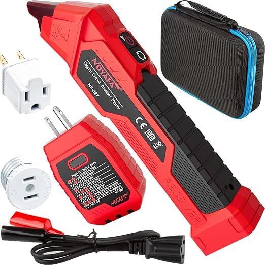 LinkMejor NF-827 Interruttore a Interruzione di Circuiti AC Trovatore, Nuovo Aggiornato Identificazione Rapida Interruttore a Interruzione di Circuiti 90-120V NCV Trovatore Strumento Kit con Tester di Uscita GFCI Integrato, Tester Elettrico con Custo