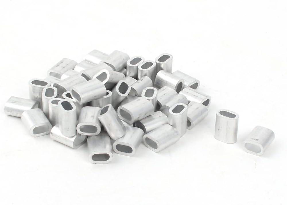 3mm Diameter Steel Wire Rope Aluminum Ferrules Sleeves Clip Fitting Cable Crimps 9 x 6mm 50pcs