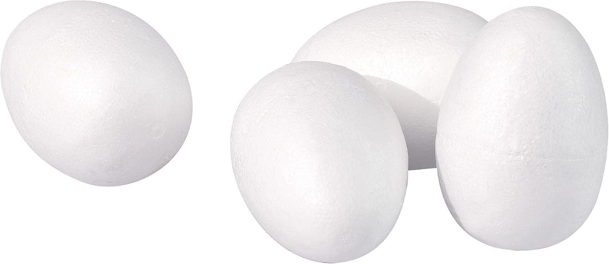 LinkMejor 4Pcs White Egg Foam Ball 4.1" x 5.9" Polystyrene Solid Balls for Eggs Decoration, Crafts and Handmade