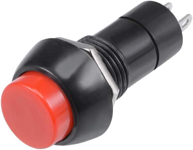 6Pcs,12mm Red Momentary Push Button Switch Round Flat Button SPST NO