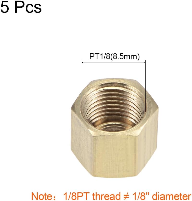 Messingkappe, 5 Stk 1/8PT Weibliche Rohrverbindung Hex Kompressionsventil Stecker 11x11mm