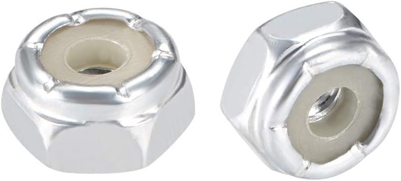 6#-32 Nylon Insert Hex Lock Nuts, Carbon Steel White Zinc Plated, Pack of 50