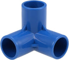 3-Way Elbow PVC Pipe Fitting Furniture Grade 25mm Size Tee Corner Fittings Blue 2Pcs