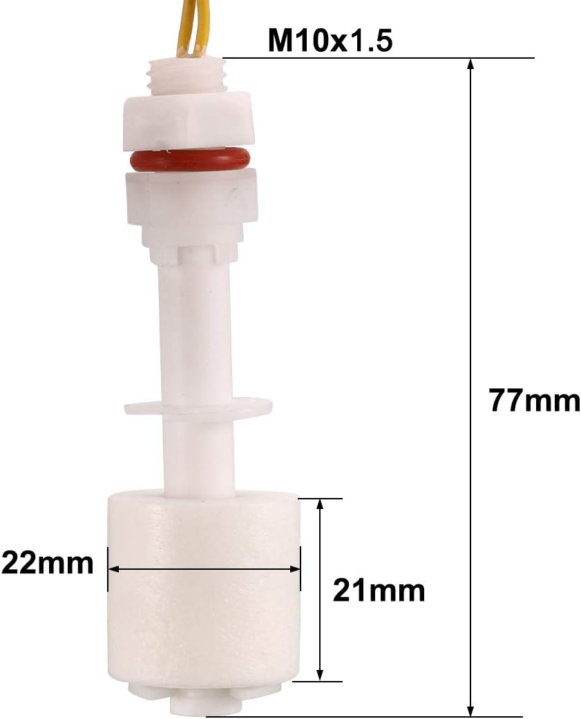 PP Interruttore di Livello Liquido per Pompa di Acqua Serbatoio Sensore di Livello Liquido M10 Bianco 2pz