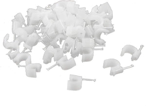 Wall Mount 8mm Diameter White Plastic Circle Cable Nail Clips 100 Pcs
