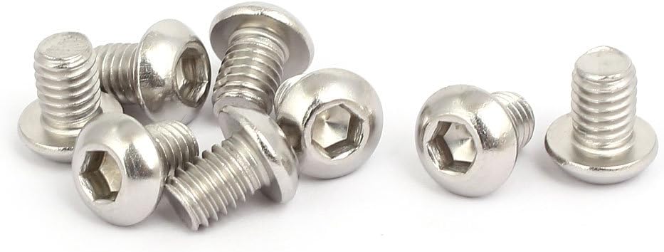 M6x8mm 316 Stainless Steel Pan Head Hex Socket Cap Screws 8pcs