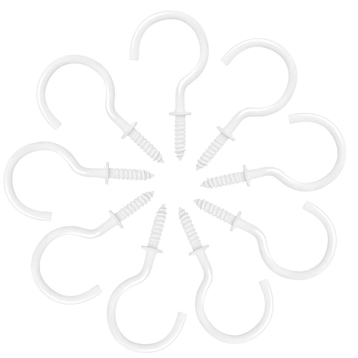 LinkMejor 120 Pack 1/2 Inch White Screw Hooks with Plastic Box for Hanging