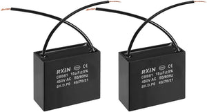 Takvifre CBB61 15uF 450V AC 2 tråder metallisert polypropylenfilmkondensator 58x28x50mm for vannpumpe motor generator, pakke med 2
