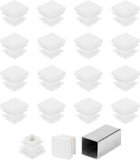 5/8" (16mm) Square Tubing End Caps, 50 Pcs Plastic Hole Plugs Insert End Cap for Metal Tubing Post Chair Leg Table Bookshelves Furniture, White