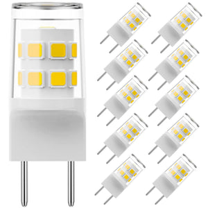 LinkMejor G8 LED Bulb 3W Equivalent to 15W-20W G8 Halogen Bulbs, T4 JCD Type Bi-Pin G8 Base, G8 Bulb 6000K Daylight White, 120V AC, Energy Efficient Replacement for Under Cabinet, Puck Lights - 10