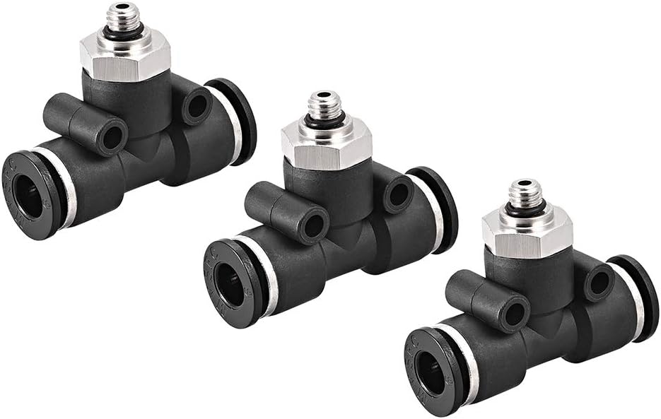 Plastic Tee Push To Connect Tube Fittings 6mm Tube OD X M5 Male Thread Push Lock 3pcs