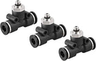 Plastic Tee Push To Connect Tube Fittings 6mm Tube OD X M5 Male Thread Push Lock 3pcs