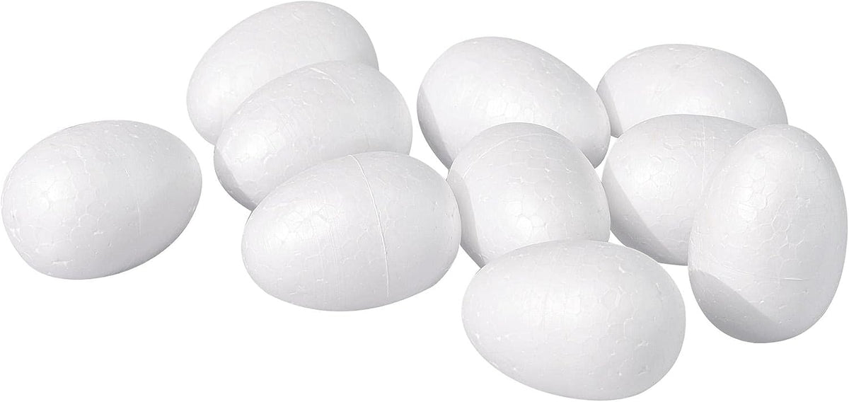 LinkMejor 10Pcs White Egg Foam Ball 1.9" x 2.6" Polystyrene Solid Balls for Eggs Decoration, Crafts and Handmade