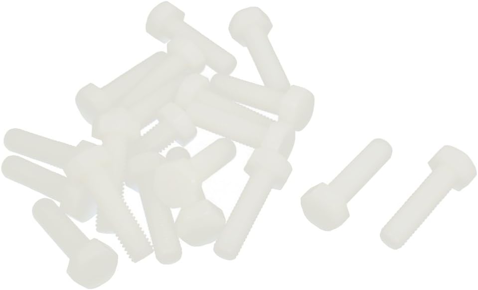 M8 x 30mm Full Thread Nylon Hex Hexagon Head Cap Screw Bolt 20 Pcs