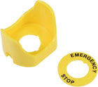 22mm Plastic Two Feet Push Switch Button Protective Cover With Emergency Stop Warning Circle Yellow 1pcs