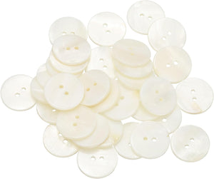 35Pcs Natural Shell Button, 2 Hole 20mm Round Mother of Pearl Buttons for Shirt Coats Suits Jackets Jeans Skirts DIY Sewing Crafts, White